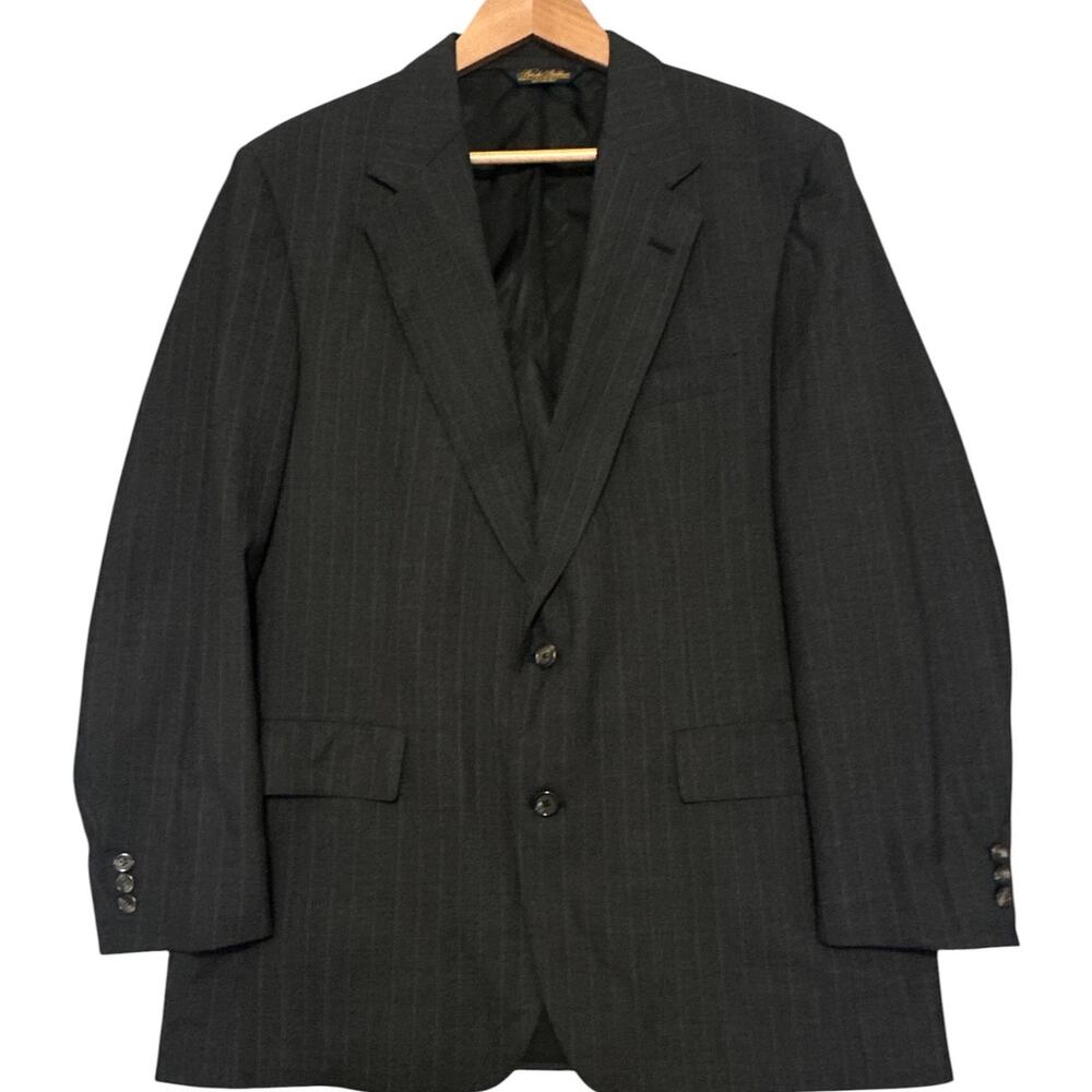 Brooks Brothers Pinstripe Wool Suit Jacket Men's 42R Charcoal Gray Two Button
